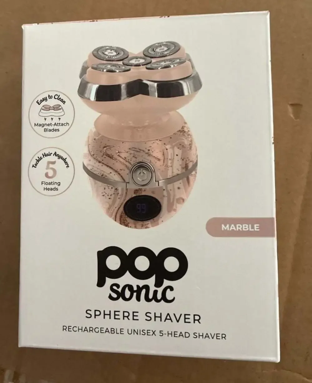 Pop Sonic Sphere Rechargeable Unisex 5-Head Shaver (Marble)